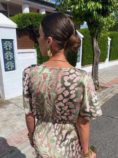 Damen Maxi-Kleid V-Ausschnitt Hochzeitsgast dunkel