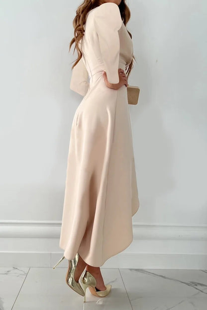 Damen Midi-Kleid V-Ausschnitt Schlitz Etui-Design