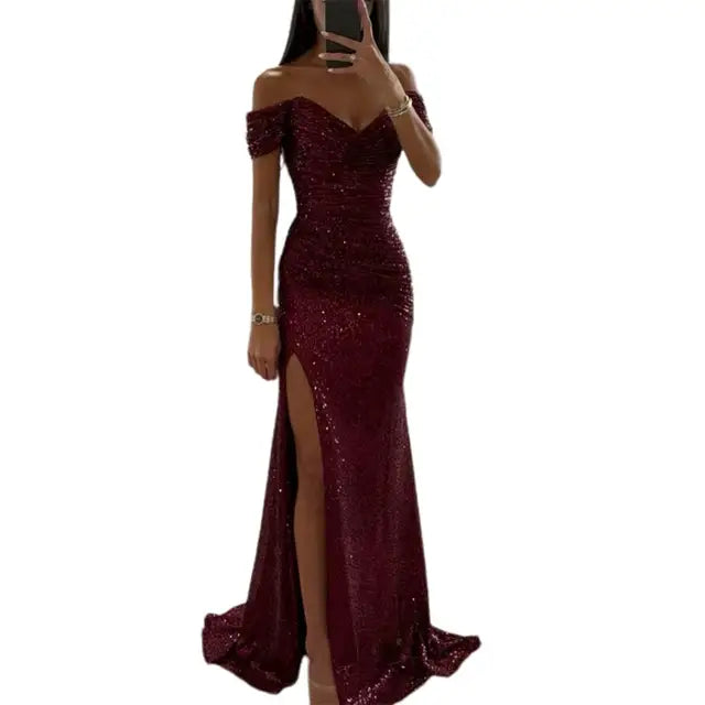 Eveloria Damen Abendkleid Off-Shoulder Elegant