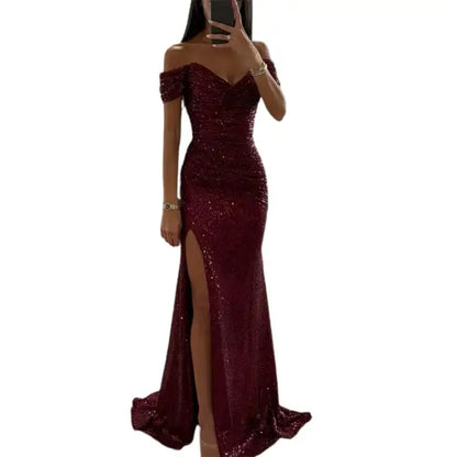 Eveloria Damen Abendkleid Off-Shoulder Elegant