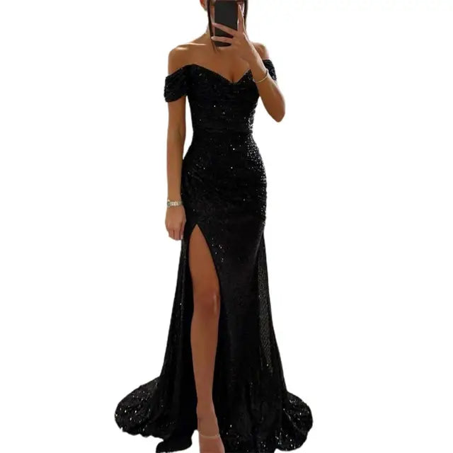 Eveloria Damen Abendkleid Off-Shoulder Elegant