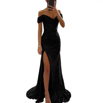 Eveloria Damen Abendkleid Off-Shoulder Elegant