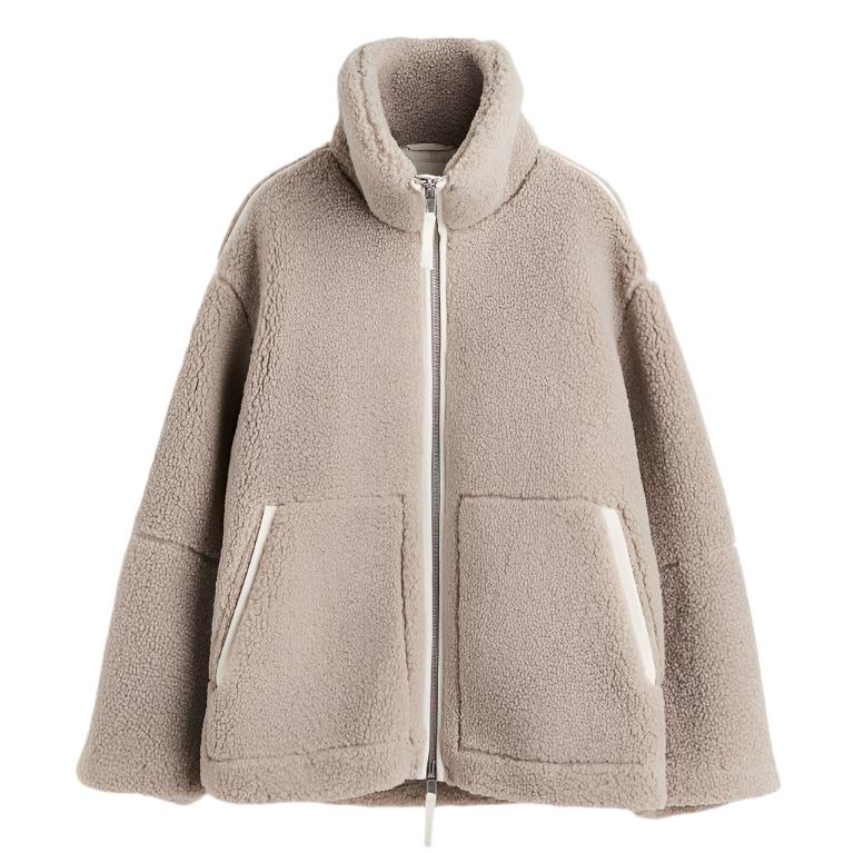 Eveloria Damen Oversized Fleecejacke Stehkragen