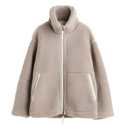 Eveloria Damen Oversized Fleecejacke Stehkragen