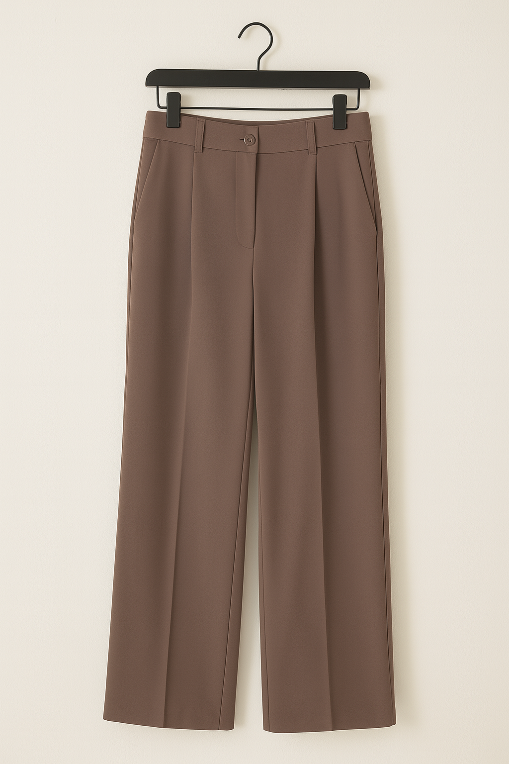 Damen Stoffhose Mit Bundfalten Weites Bein