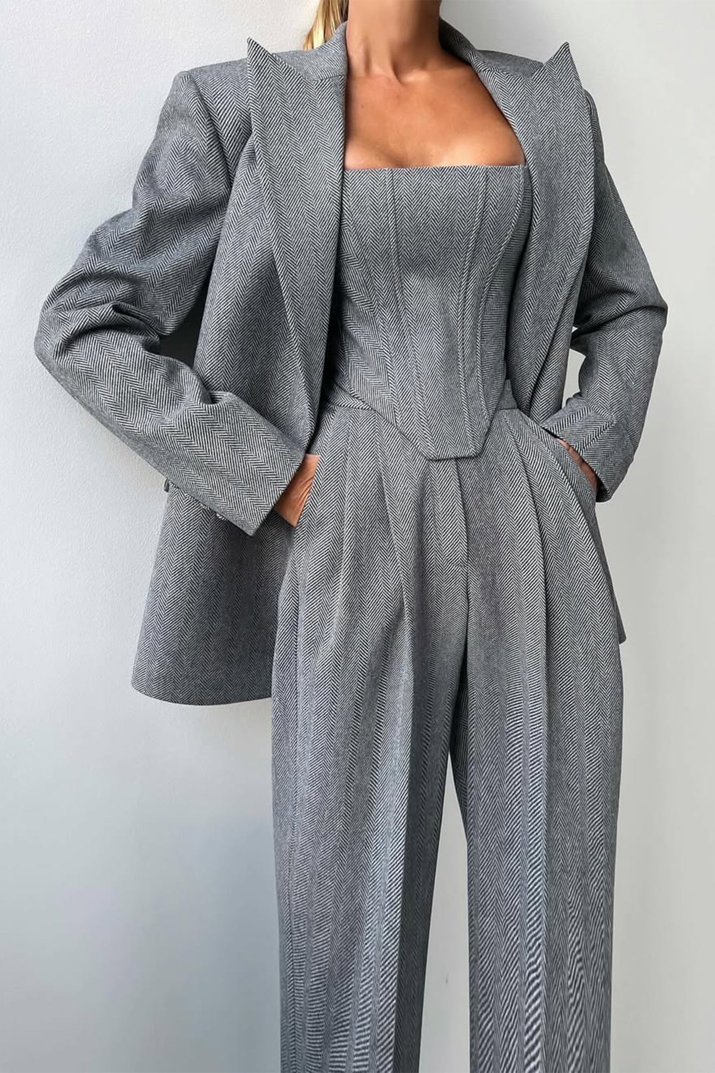 Eveloria Damen Dreiteiliger Anzug Doppelblazer