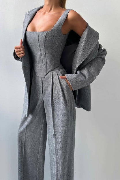 Eveloria Damen Dreiteiliger Anzug Doppelblazer