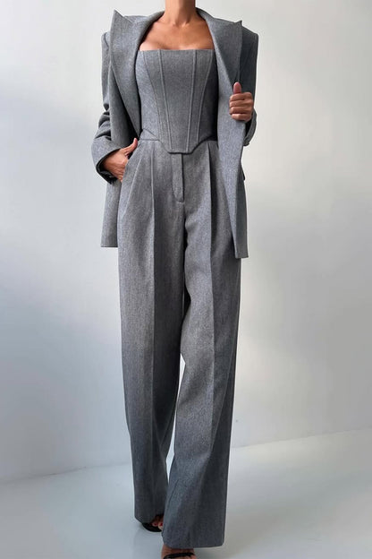 Eveloria Damen Dreiteiliger Anzug Doppelblazer