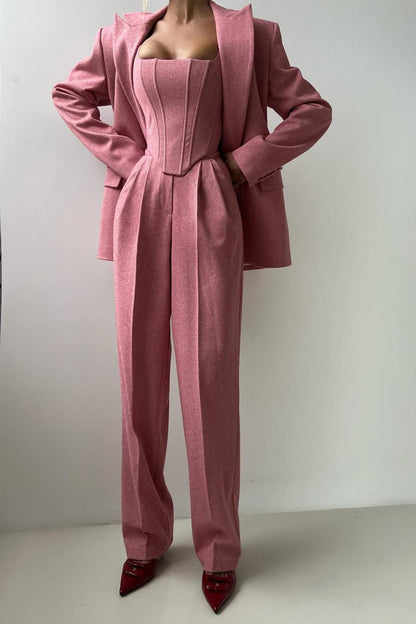Eveloria Damen Dreiteiliger Anzug Doppelblazer
