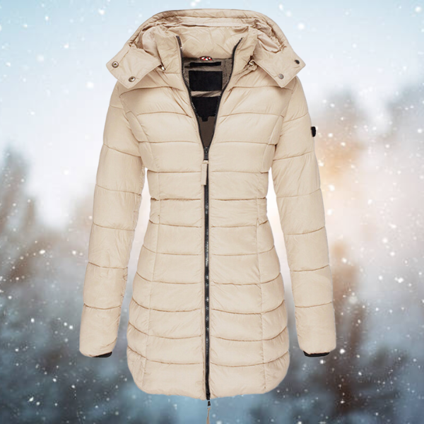 Damen Steppjacke Lange Kapuze Winter