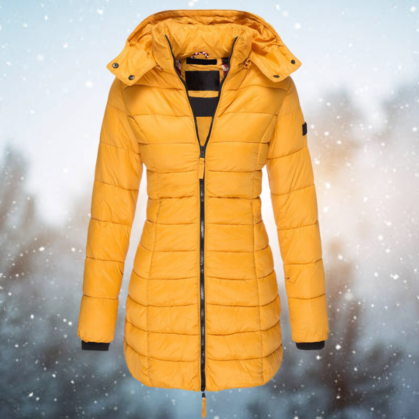 Damen Steppjacke Lange Kapuze Winter
