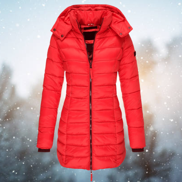 Damen Steppjacke Lange Kapuze Winter