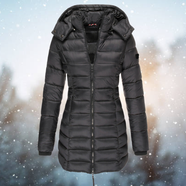 Damen Steppjacke Lange Kapuze Winter