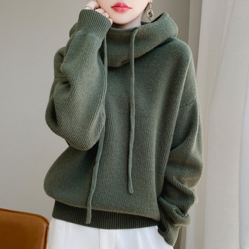 Damen Oversize Strickpullover Mit Kordelzug Gemütlich - Eveloria