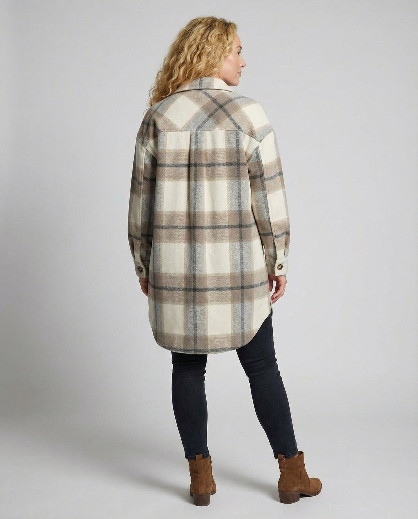 Damen Karierter Mantel Elegantes Herbst-Modell