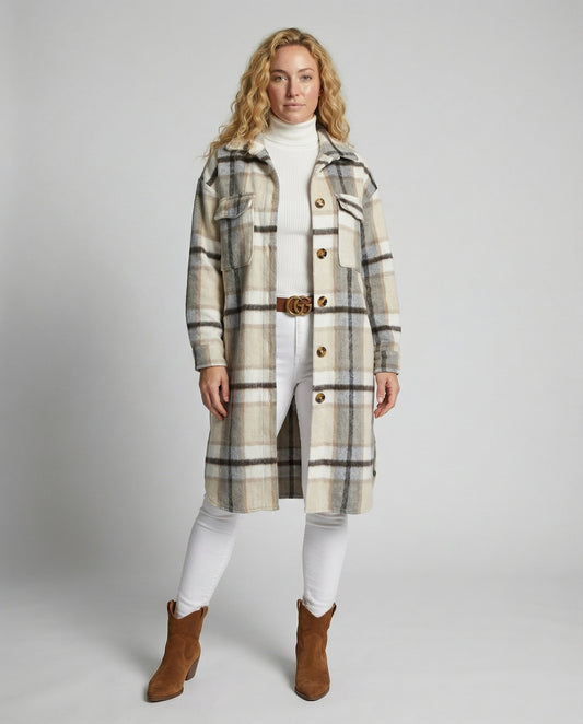 Damen Karierter Mantel Elegantes Herbst-Modell - Eveloria