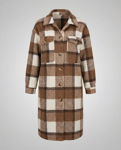 Damen Karierter Mantel Elegantes Herbst-Modell
