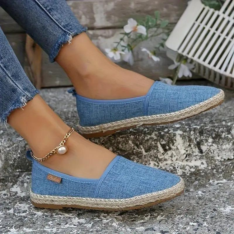 Damen Espadrilles Leichte Segeltuch Schuhe Beige