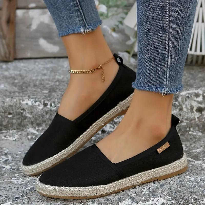 Damen Espadrilles Leichte Segeltuch Schuhe Beige