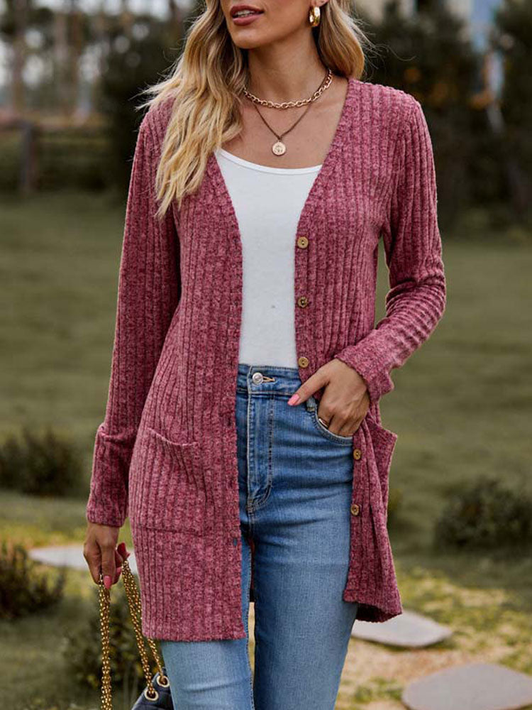 Damen Strickjacke Mit Taschen