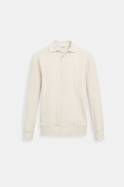 Klassischer Zopfstrick Pullover Damen Polokragen - Norvielle