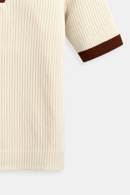 Herren Polo-Shirt Blockfarbe Gestrickt Rundhals