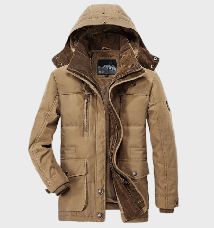 Herren Winterjacke Kapuzenparka Fleece-Innenfutter