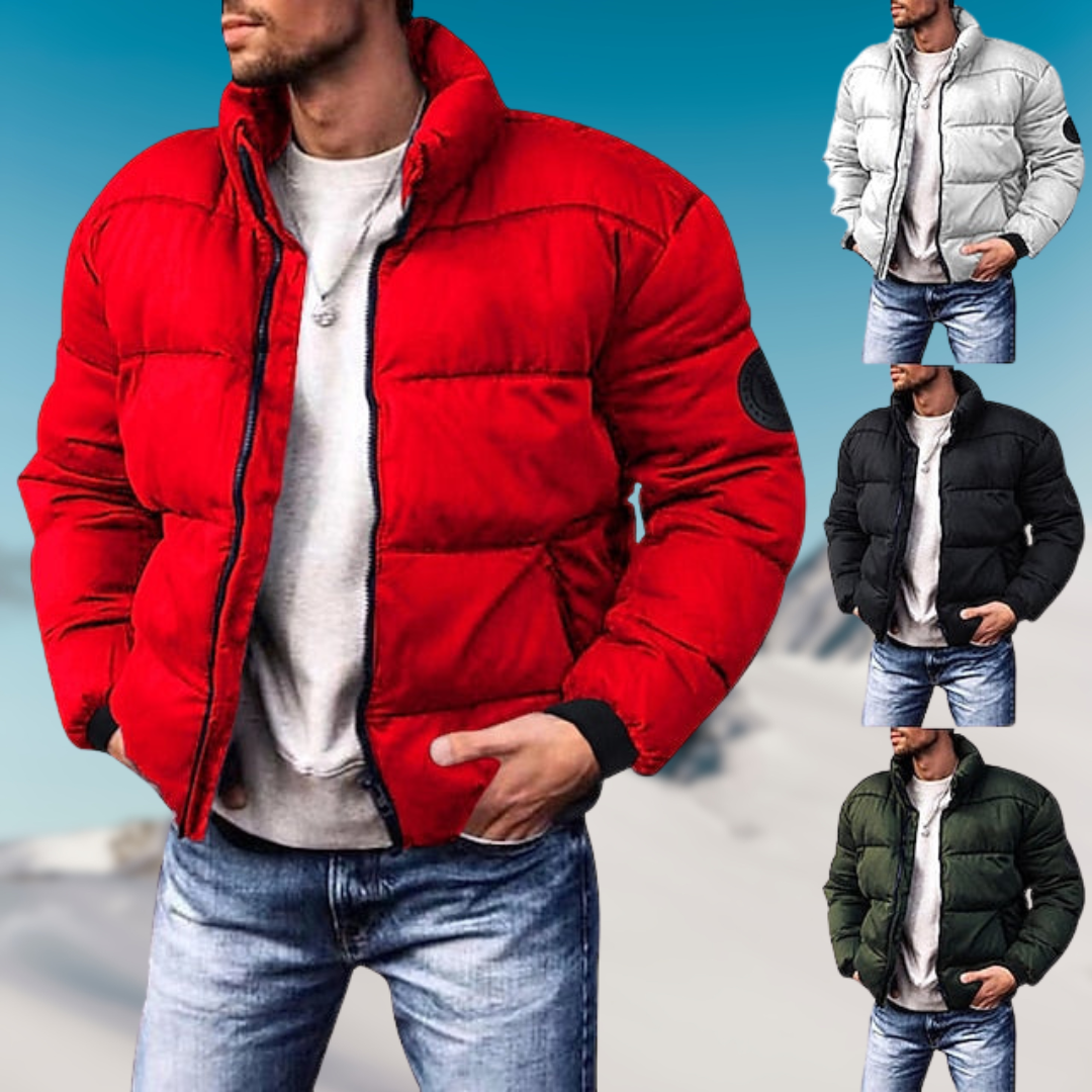 Herren Pufferjacke Daunenfüllung Schwarz - Norvielle