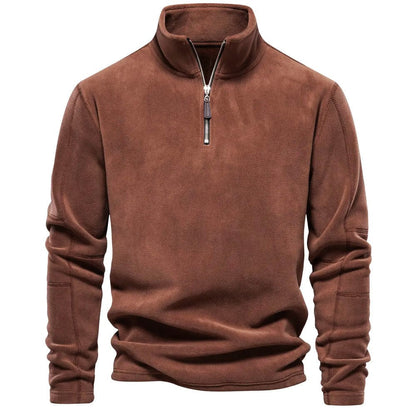 Herren Klassisches Sweatshirt Viertelreißverschluss Schwarz - Eveloria
