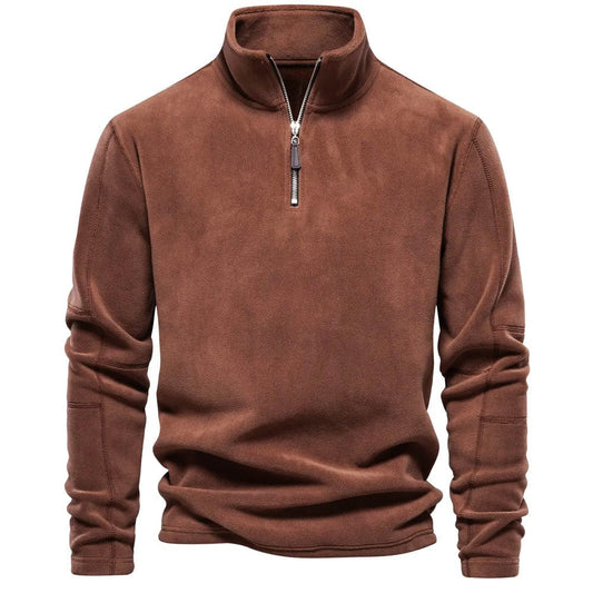 Herren Klassisches Sweatshirt Viertelreißverschluss Schwarz - Eveloria