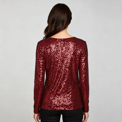 Damen Pullover V-Ausschnitt Glänzend