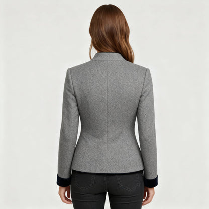 Damen Wolljacke Klassisch Strukturiert Komfort