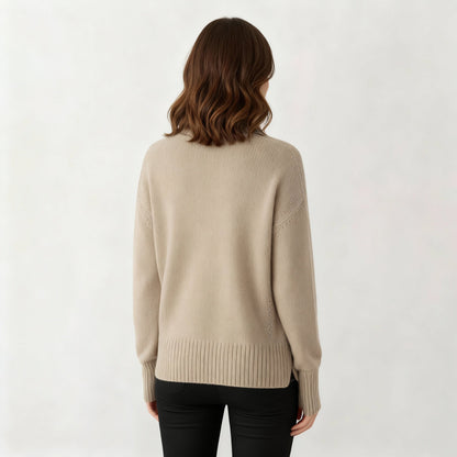 Damen Kaschmirpullover Rollkragen Beige