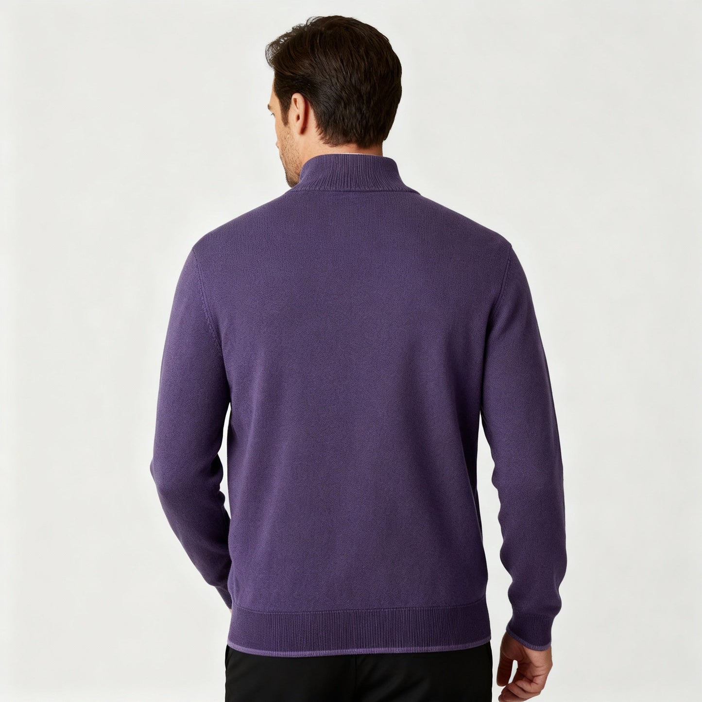 Damen Merino Pullover Reißverschluss Bequem Grau
