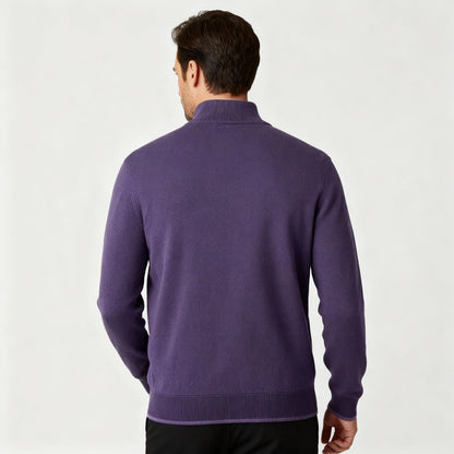 Damen Merino Pullover Reißverschluss Bequem Grau