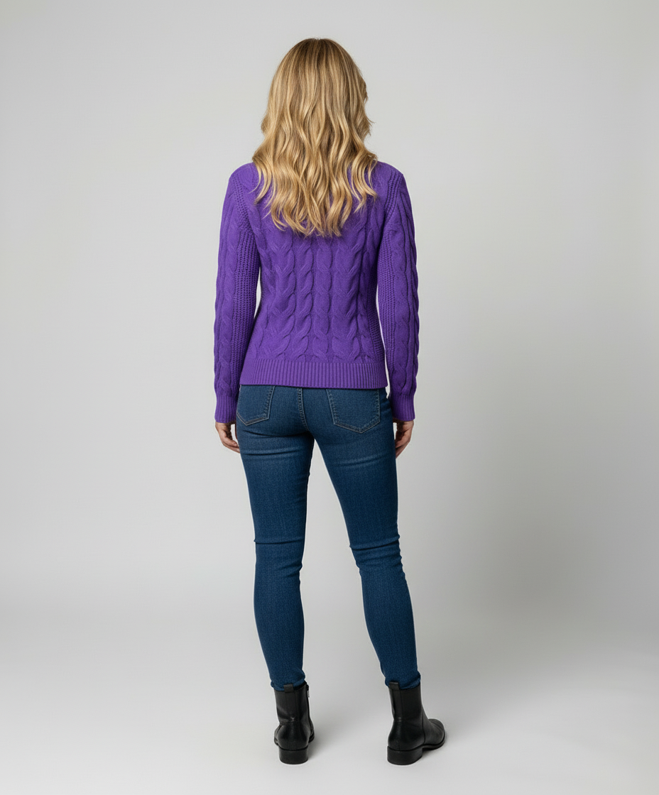 Damen Rollkragenpullover Zopfmuster