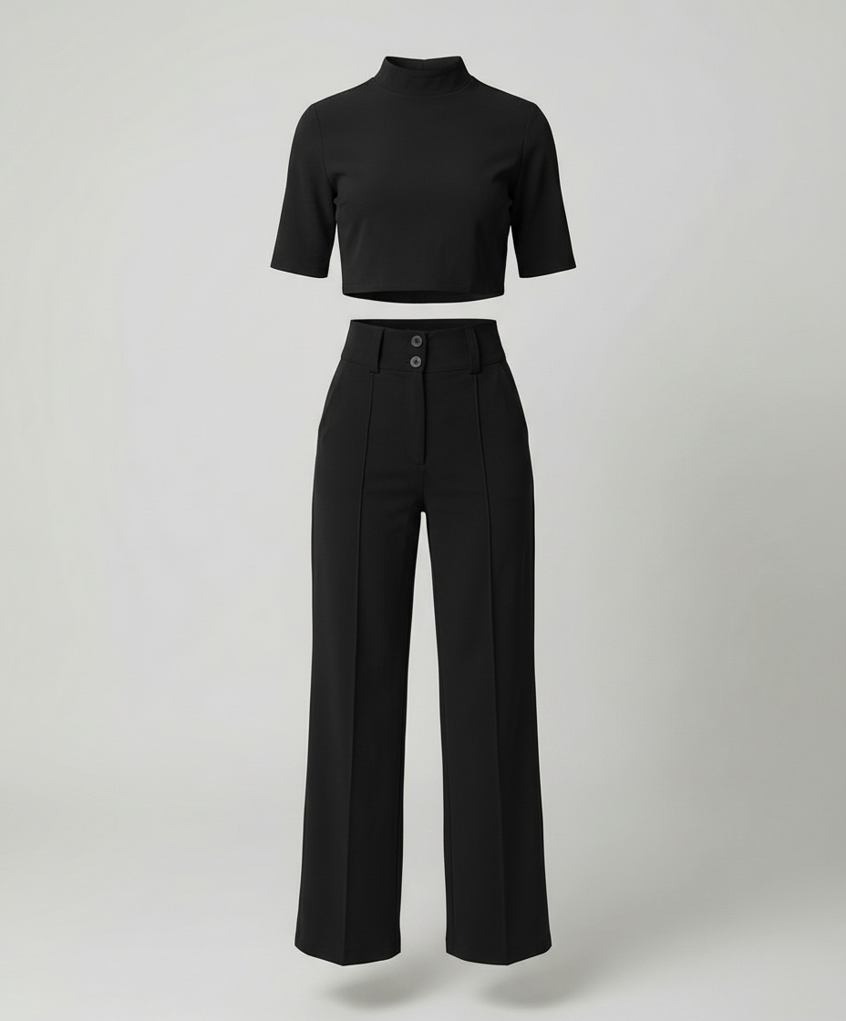 Eveloria Damen Herbst-Hosenset Tailliert Eleganz