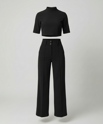 Eveloria Damen Herbst-Hosenset Tailliert Eleganz