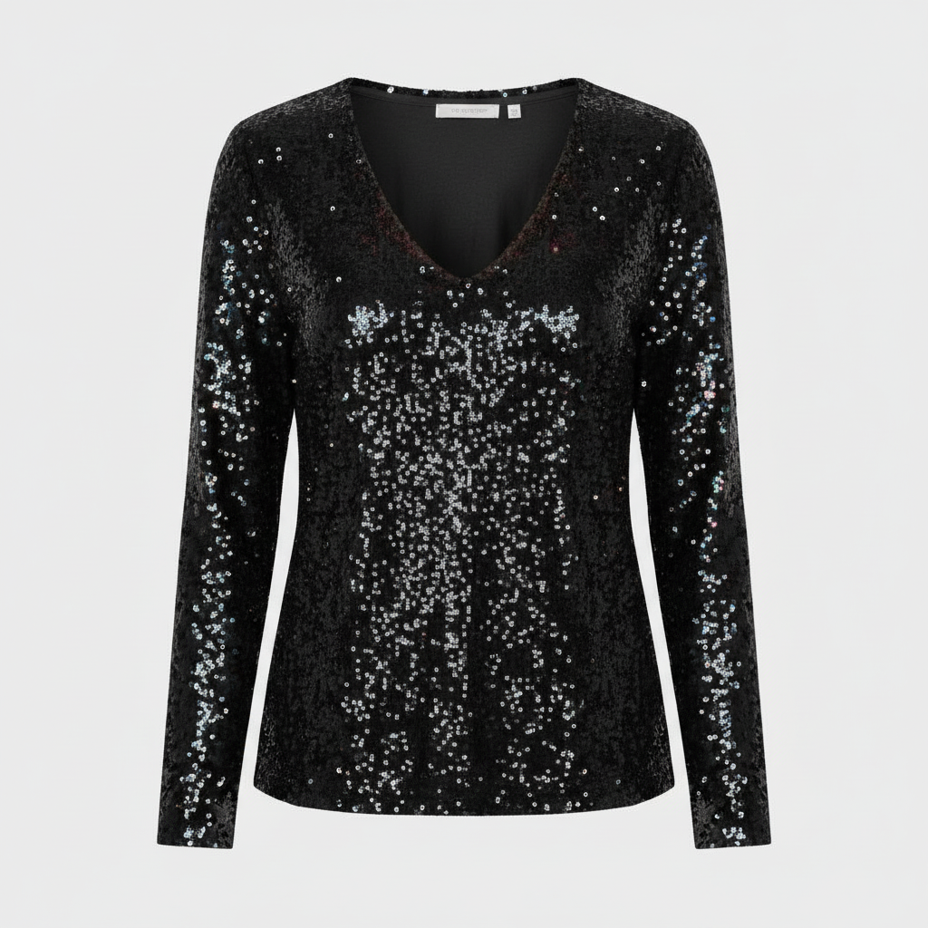 Damen Pullover V-Ausschnitt Glänzend