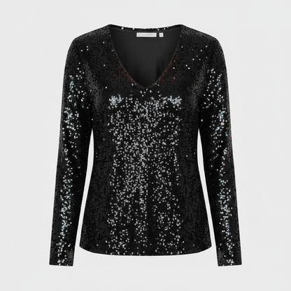 Damen Pullover V-Ausschnitt Glänzend