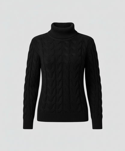 Damen Rollkragenpullover Zopfmuster