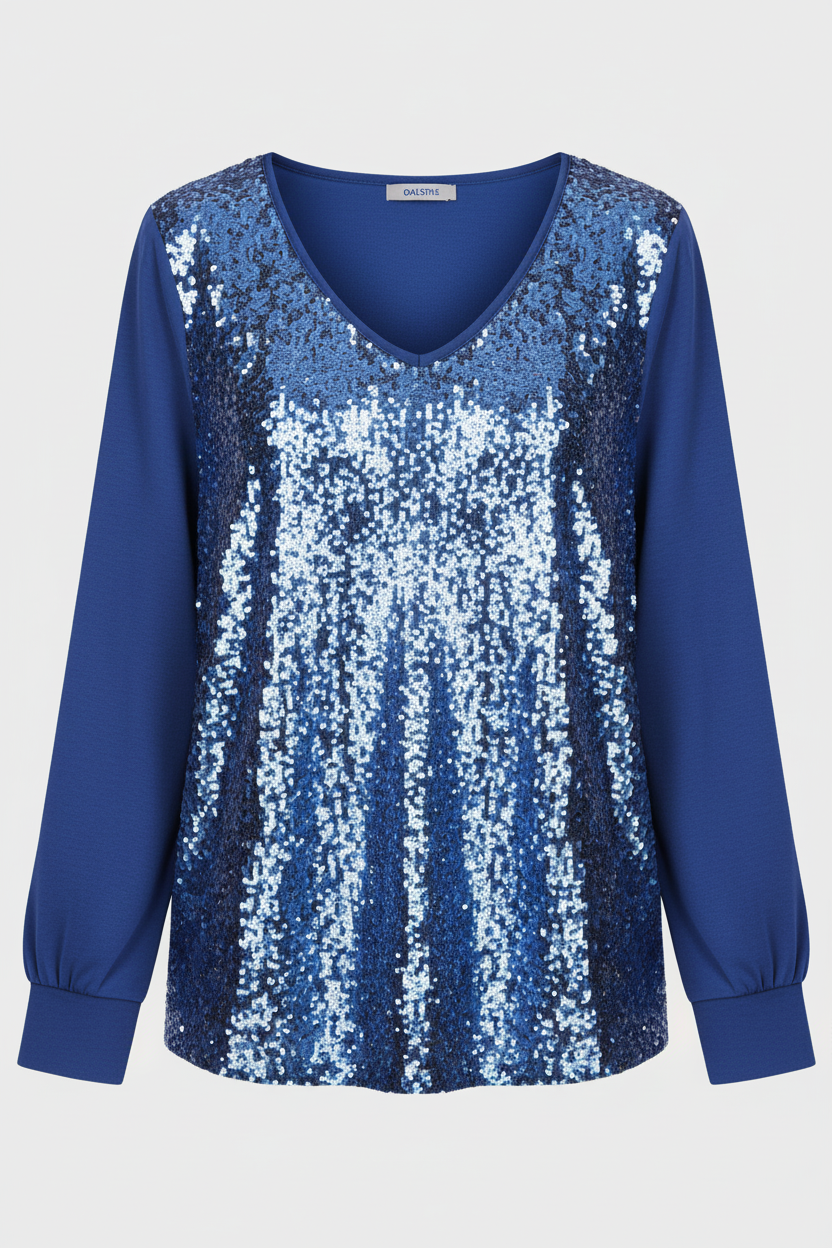 Damen Glitzer Bluse Schlicht
