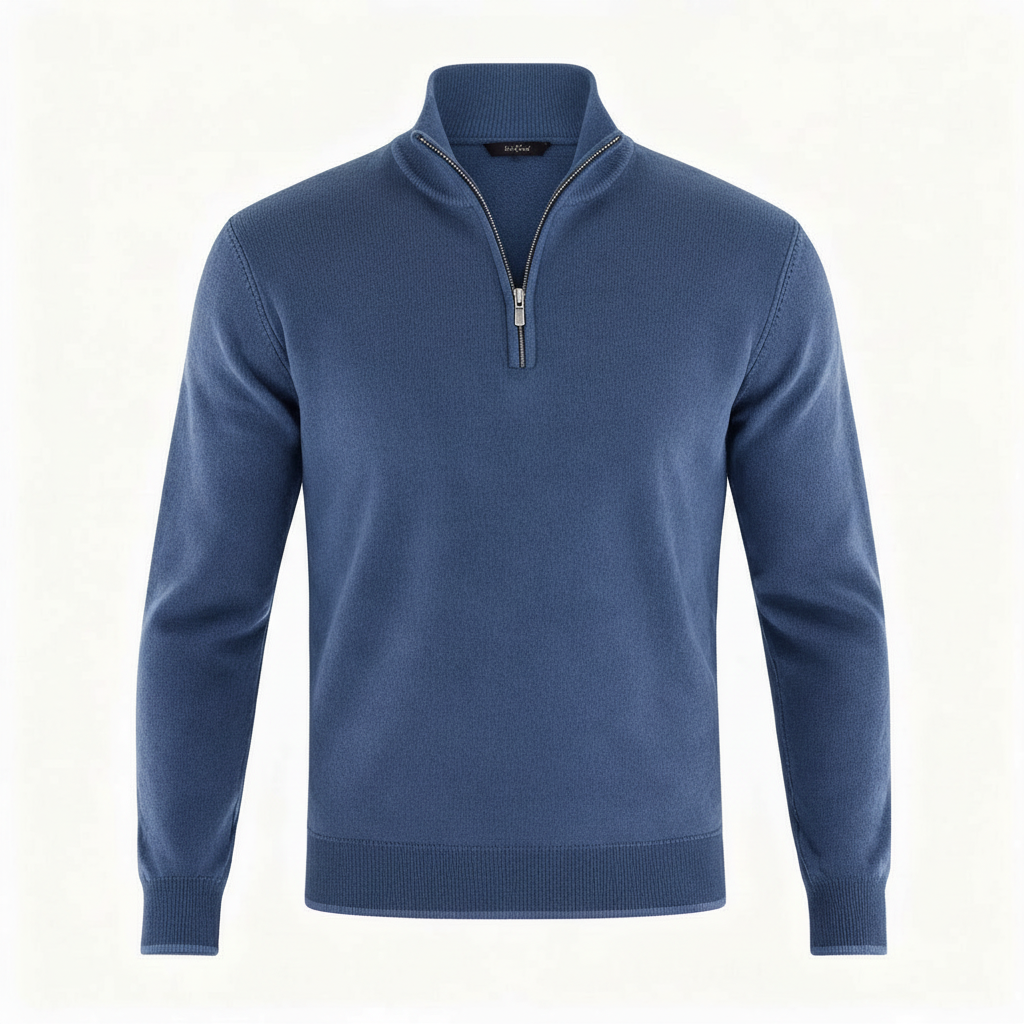 Damen Merino Pullover Reißverschluss Bequem Grau