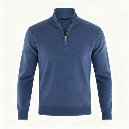 Damen Merino Pullover Reißverschluss Bequem Grau