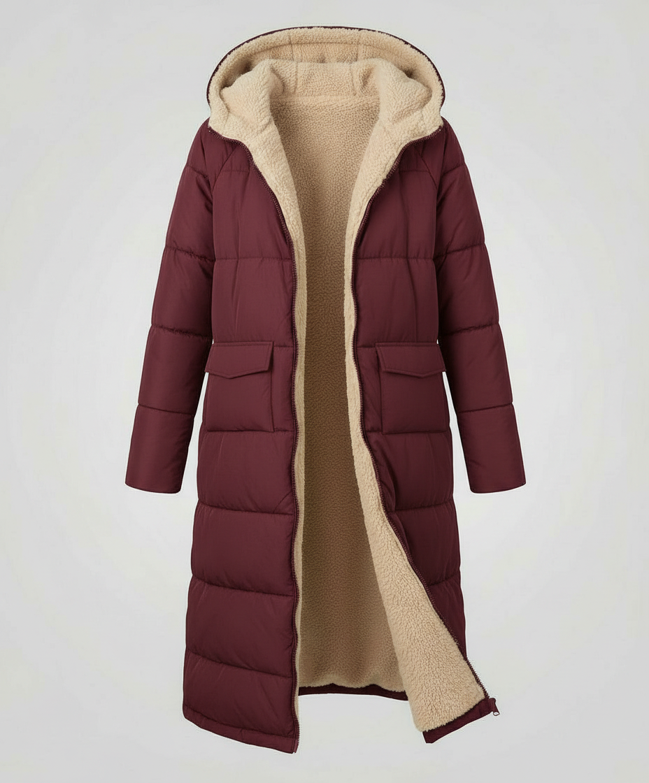 Damen Pufferjacke Wendbar Lang