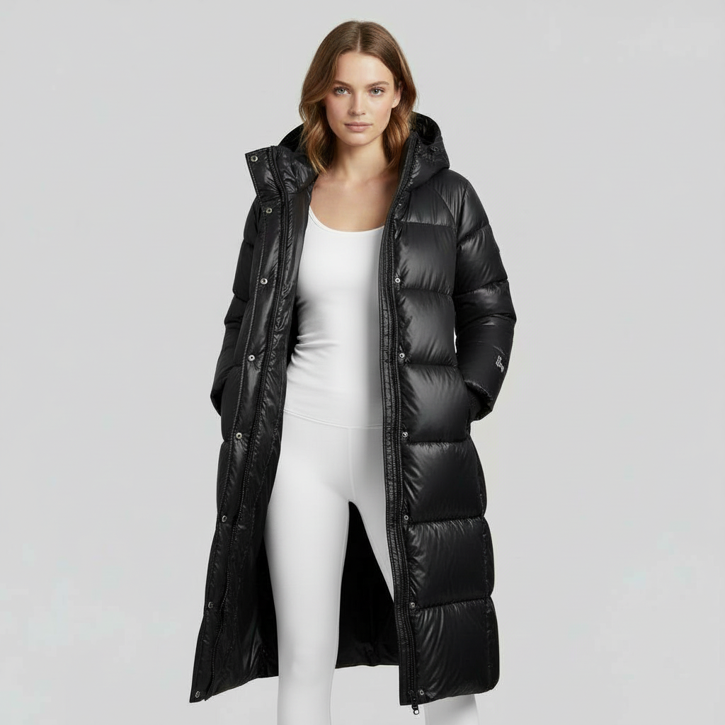 Warme Wasserdichte Winterjacke Daunen Komfort Damen Schwarz - Eveloria