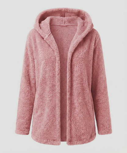 Damen Teddy Fleecejacke Lang