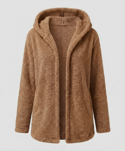 Damen Teddy Fleecejacke Lang