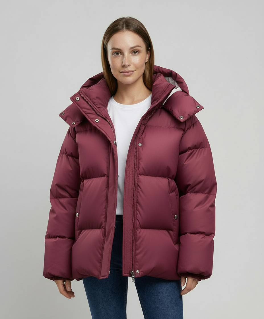 Damen Pufferjacke Moderne Füllung Schwarz - Eveloria