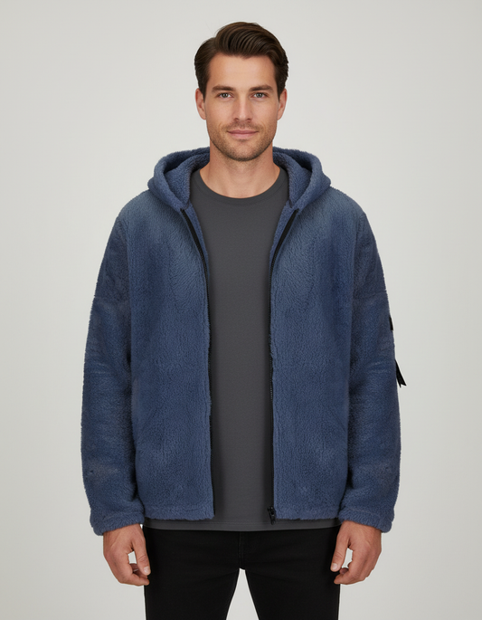 Schwere Winterjacke Fleece Damen Herren Schwarz - Eveloria